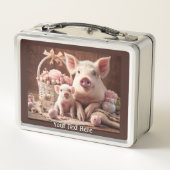 かわいいママと子ブタ メタルランチボックス (裏面)