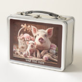 かわいいママと子ブタ メタルランチボックス (正面)