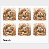 かわいいママと赤ちゃんハリネズミのCozy Cottagecore スクエアシール (シート)