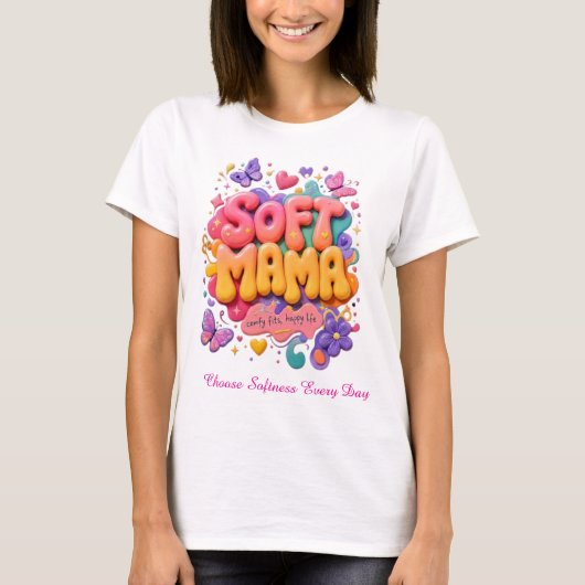 かわいいママのタイポグラフィ Tシャツ (正面)