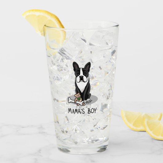 かわいいママのボーストンテリア（黒） タンブラーグラス (アイス正面)