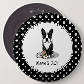 かわいいママのボーストンテリア（黒） 缶バッジ (正面&裏面)