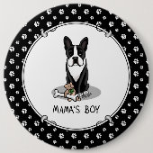 かわいいママのボーストンテリア（黒） 缶バッジ (正面)