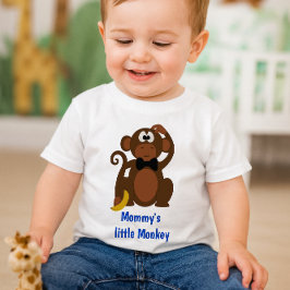 かわいいママの小さなサルベビーTシャツ ベビーTシャツ