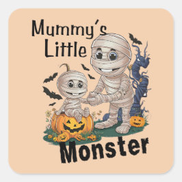 かわいいママの小さな怪物おかしなハロウィーンパーティー スクエアシール