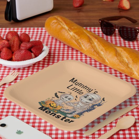 かわいいママの小さな怪物おかしなハロウィーンパーティー ペーパープレート (ピクニック)