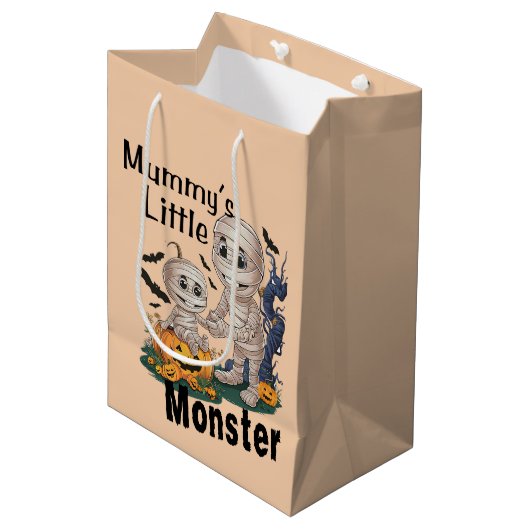 かわいいママの小さな怪物おかしなハロウィーンパーティー ミディアムペーパーバッグ (正面アングル)