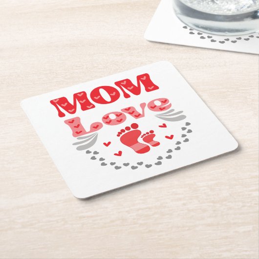 かわいいママの愛 スクエアペーパーコースター (アングル)
