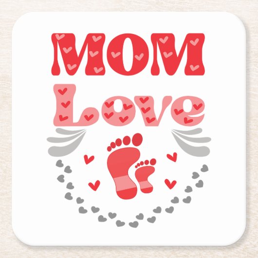 かわいいママの愛 スクエアペーパーコースター (正面)