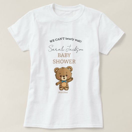 かわいいママはテディベア赤ちゃんシャワー Tシャツ (デザイン正面)