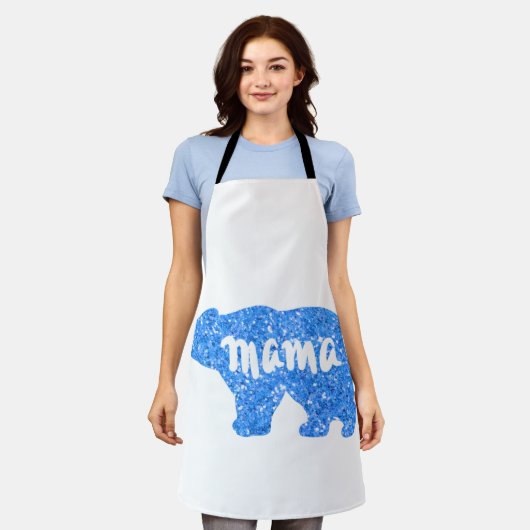 かわいいママは青い輝くデザインを彼女のために エプロン (着用した状態)
