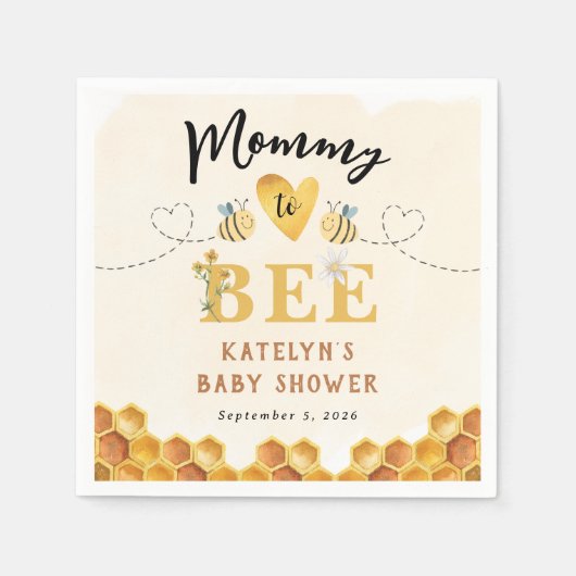 かわいいママへビー男女兼用ベイビーシャワー スタンダードカクテルナプキン (正面)