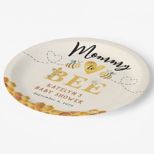 かわいいママへビー男女兼用ベイビーシャワー ペーパープレート (アングル)