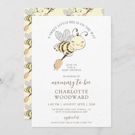 かわいいママへビー赤ちゃんシャワー招待状 招待状 (正面/裏面)