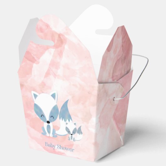 かわいいママキツネとベビーキツネベビーシャワー フェイバーボックス (オープン)