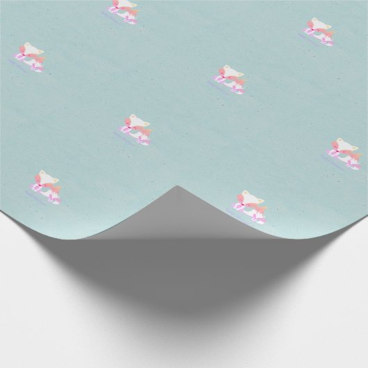 かわいいママキツネとベビーキツネベビーシャワー ラッピングペーパー (角)