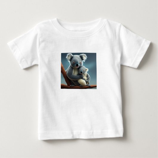 かわいいママコアラと赤ちゃんTシャツ ベビーTシャツ (正面)