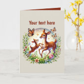 かわいいママベビーカスタマイズ可能な鹿 カード (黄色い花)