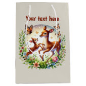 かわいいママベビーカスタマイズ可能な鹿 ミディアムペーパーバッグ (正面)