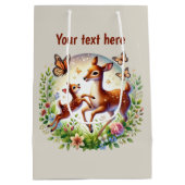 かわいいママベビーカスタマイズ可能な鹿 ミディアムペーパーバッグ (裏面)