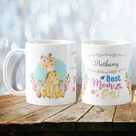 かわいいママベビーギラフ最高のママママエバパーソナライズされたー コーヒーマグカップ