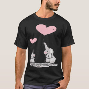 かわいいママベビーゾウハートバルーン Tシャツ