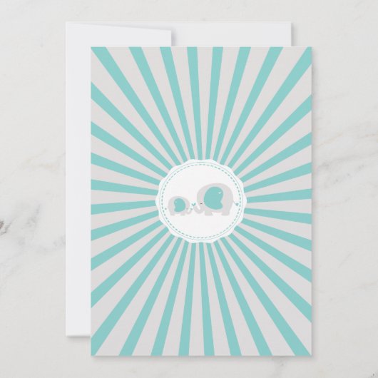 かわいいママベビーゾウ男の子赤ちゃんシャワー 招待状 (裏面)