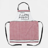 かわいいママ愛ファームハウスレッドホワイトバッファロープレイド エプロン (正面)