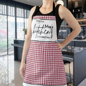 かわいいママ愛ファームハウスレッドホワイトバッファロープレイド エプロン