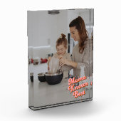 かわいいママ知最高のっているピンクブラウンレトロレタリング フォトブロック (左)