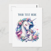 かわいいママ赤ちゃんユニコーン テキストを追加 ポストカード (正面/裏面)