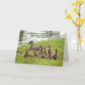 かわいいママ・ダックとアヒルのバイブル詩カード カード (黄色い花)