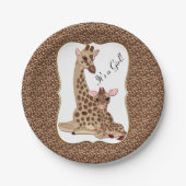 かわいいママ&ベビーキリン動物テーマベビーシャワー ペーパープレート (正面)