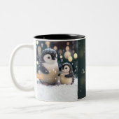 かわいいママ&ベビーペンギンMe & Mini パーソナライズされた Me ツートーンマグカップ (左)