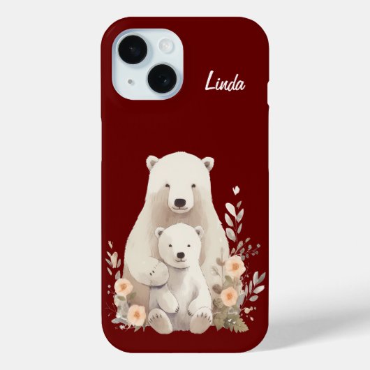 かわいいママ+ベビーポーラーベアーケースメイトiPhoneケース Case-Mate iPhoneケース (裏面)