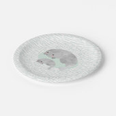 かわいいママ&ベビーマナティーwithウェーブベビーシャワー ペーパープレート (アングル)