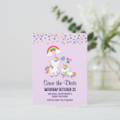 かわいいママ&ベビーユニコーンマジカルセーブ・ザ・デート ポストカード (スタンド正面)