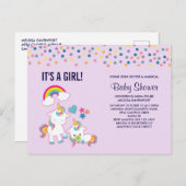 かわいいママ&ベビーユニコーンマジカルベイビーシャワー ポストカード (正面/裏面)