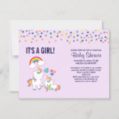 かわいいママ&ベビーユニコーンマジカルベイビーシャワー マグネット招待状 (正面)