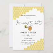 かわいいママ bee ハニコーム ベイビー シャワー 招待状 (正面)