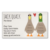 かわいいマラードアヒル夫婦が手を握り |おもしろい | マグネット名刺 (正面)