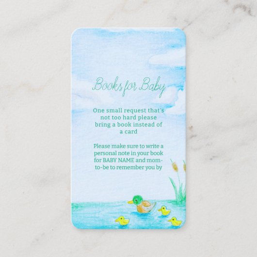 かわいいマラードアヒル赤ちゃんシャワー予約リクエスト エンクロージャーカード (正面)