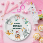 かわいいマリオネットパペットショーをテーマにした子供の誕生日 ペーパープレート (パーティー)