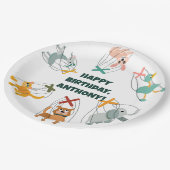 かわいいマリオネットパペットショーをテーマにした子供の誕生日 ペーパープレート (アングル)