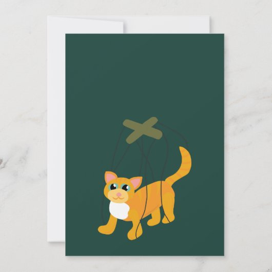 かわいいマリオネットパペットショーをテーマにした子供の誕生日 招待状 (裏面)