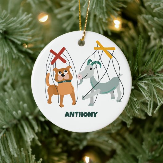 かわいいマリオネット人形の人形遣パーソナライズされたい セラミックオーナメント (ツリー)