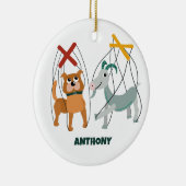 かわいいマリオネット人形の人形遣パーソナライズされたい セラミックオーナメント (右)