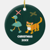 かわいいマリオネット人形の人形遣パーソナライズされたい セラミックオーナメント (裏面)