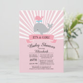 かわいいマリン クジラの女の子のベビーシャワー招待状 招待状 (スタンド正面)