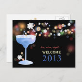 かわいいマルガリータグラス新年イブパーティーポストカード インビテーションポストカード (正面/裏面)